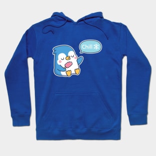 Cute Penguin With Popsicle Says Chill Hoodie